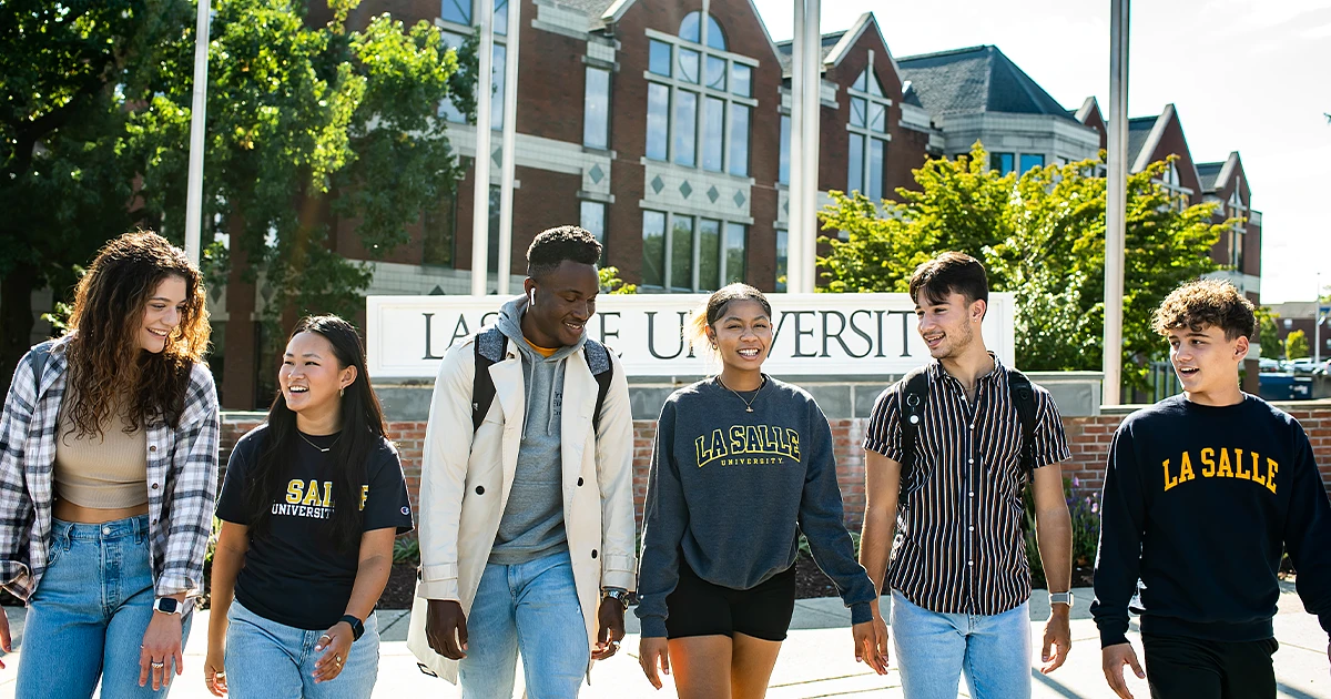 La Salle students walking on campus